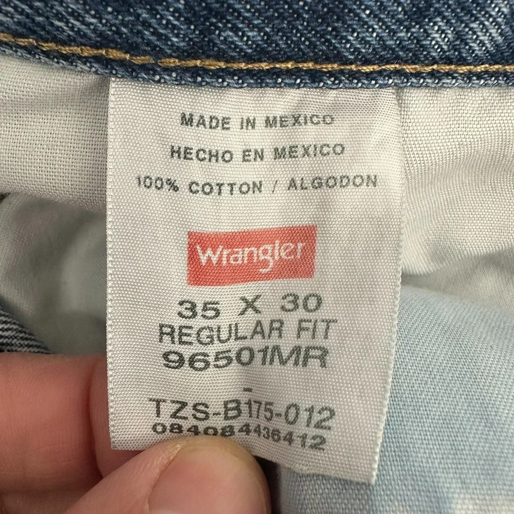 Wrangler Jeans Mens 35x30 Blue Denim Cotton Straight Leg Regular Fit 5-Pocket